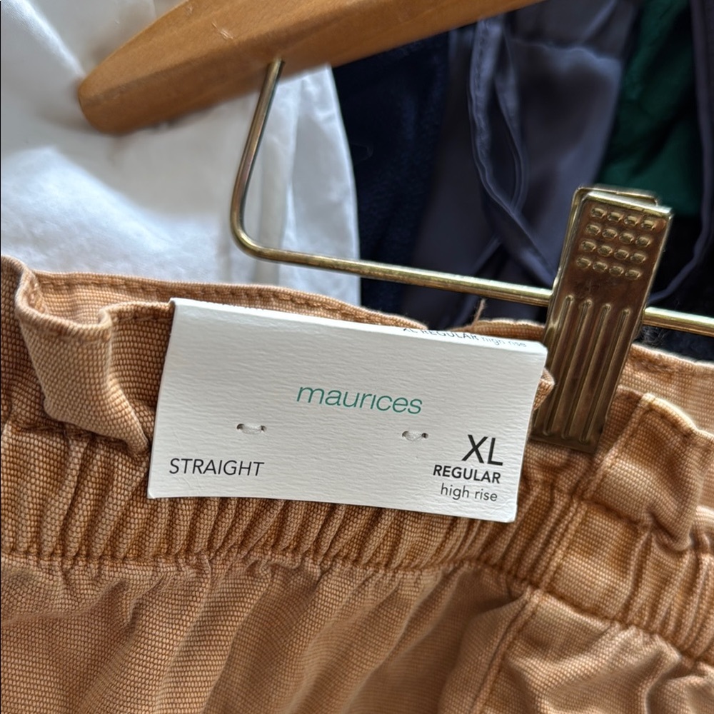 Women's Tan Cargo Pants with Paperbag Waist - Picture 2 of 5